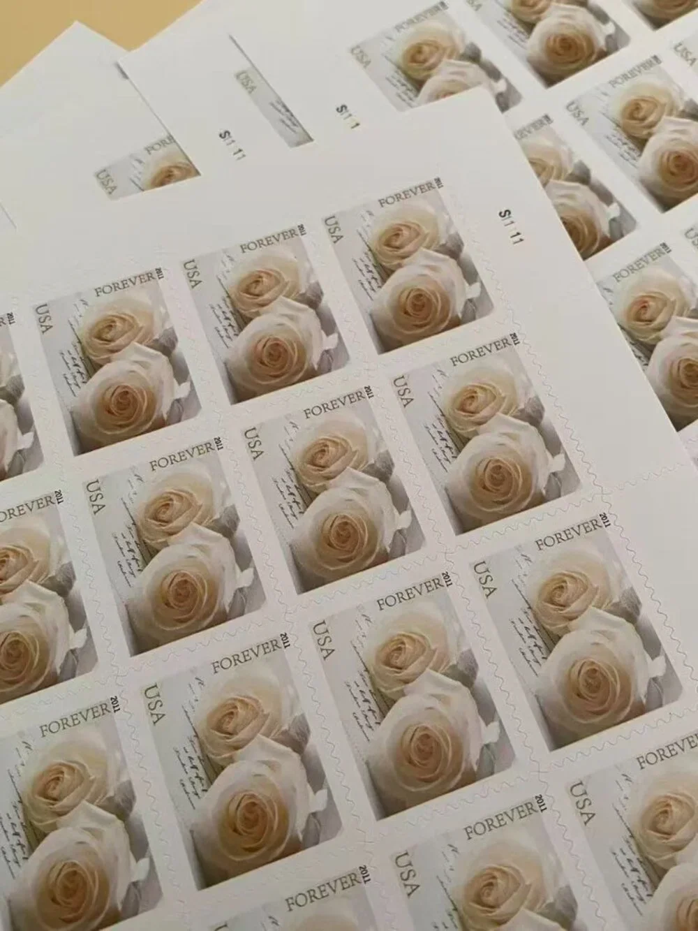 200 lifetime white roses unusedwedding stamps